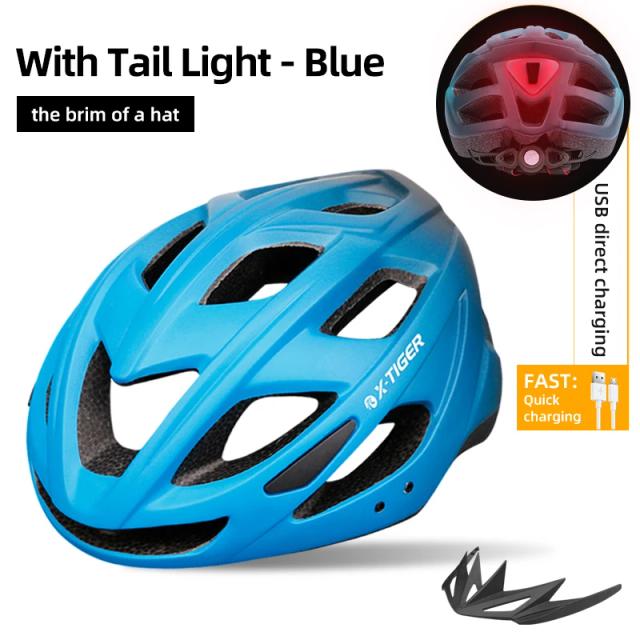 Capacete de Ciclismo X-tiger Recarregável com Luz LED para Homens e Mulheres - Ideal para Mountain Bike e Estrada