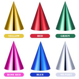 12pçs chapéu de festa infantil, chapéu para crianças, papel metálico, cone, decorações coloridas, folha de alumínio - Image 2
