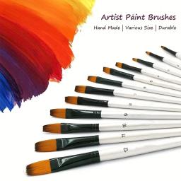 Conjunto de pincéis de pintura acrílica, 12 peças de pincéis profissionais de artista para pintura a óleo de aquarela acrílica, arte de unhas corporal facial, artesanato - Image 2