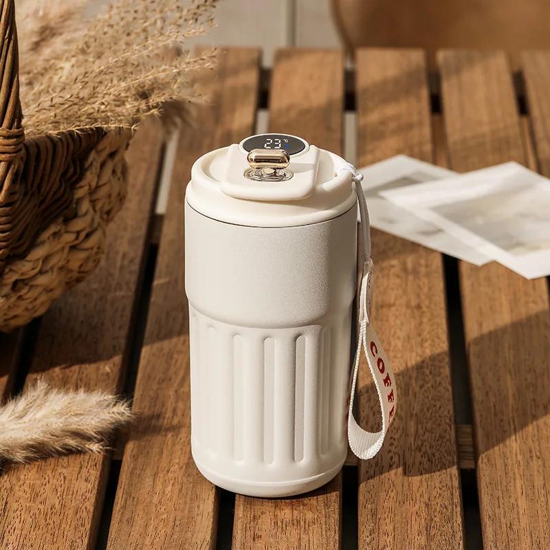 Garrafa térmica LED digital inteligente, caneca de café, copo térmico, frascos de vácuo portáteis, aço inoxidável, 450ml - Image 1