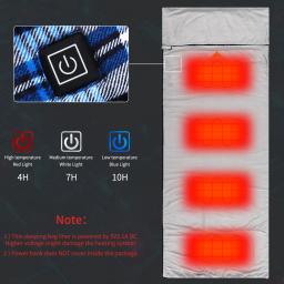 Flanela aquecida saco de dormir forro com saco de compressão, ultra leve, acampamento ao ar livre, viagem lençol, interface USB, quente, saco - Image 2