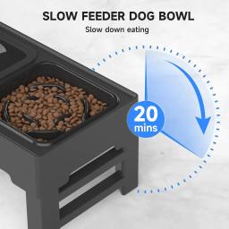 ELS-Tigelas elevadas para cães de estimação, tigela ajustável, alimentador lento, tigela de água para cães, sem derramamento para cães e animais - Image 3
