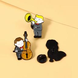 Banda de música esmalte pino trompete sax violoncelo músico violino broches saco roupas lapela emblema música amantes jóias presente broche - Image 6