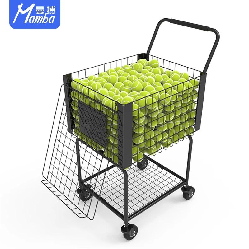 Bola de tênis colhendo cesta com quatro rodas, cestas de armazenamento de grande capacidade, carrinho de bola durável, alta qualidade, 2 camadas - Image 1