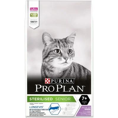 Purina Pro Plano de Alimentos Secos para Gatos Castrados e Idosos com Peru Esterilizado 7+