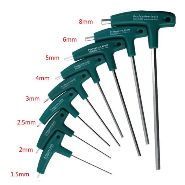 Conjunto de Chave Hexagonal Tipo T para Ciclismo com Alça de Borracha - Ferramentas de Reparo de Bicicleta