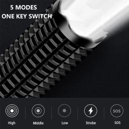 Auto-defesa lanterna impermeável, Super brilhante para emergência, Equipamento anti-motim, Lanterna Baton Telescópico Recarregável - Image 4
