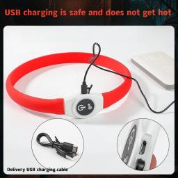 LED Luminous PVC Dog Collar, impermeável, USB Luz, Segurança Noturna, Brilhante Acessórios Pet, Grande, Médio, Cães pequenos, Novo - Image 4
