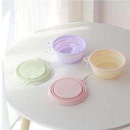 Bacia dobrável do silicone para o cão, recipiente portátil do alimento, curso ao ar livre, cor do macaron, fontes do animal de estimação - Image 3