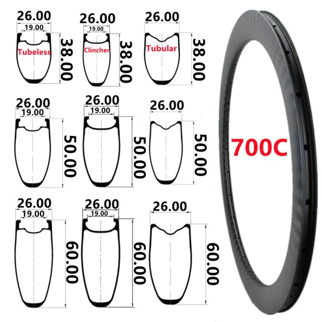Aros de Carbono para Road Bike 700C - Leveza UD Tubeless 19mm