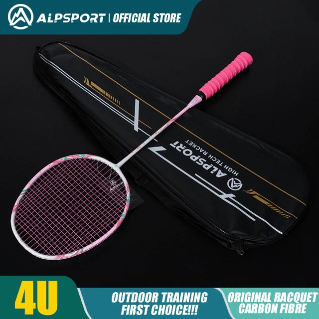 ALPSPORT Raquete de Badminton Cereja Fibra de Carbono 4U G5