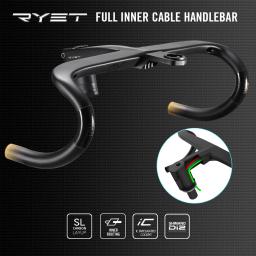Ryet ergo ace roteamento de cabo interno completo guiador de bicicleta de estrada t800 guiador integrado de carbono di2 com suporte para computador de bicicleta - Image 1