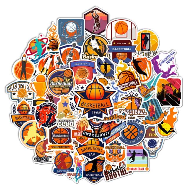 Adesivos de Basquete com Desenhos Animados - 50 Peças Cool e Motivacionais para Slam Dunk