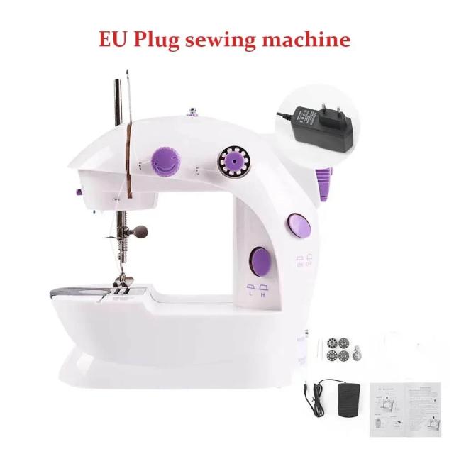Máquina de Costura Portátil Mini com Cortador de Luz e Pedal, Ideal para Uso Doméstico e Projetos Noturnos