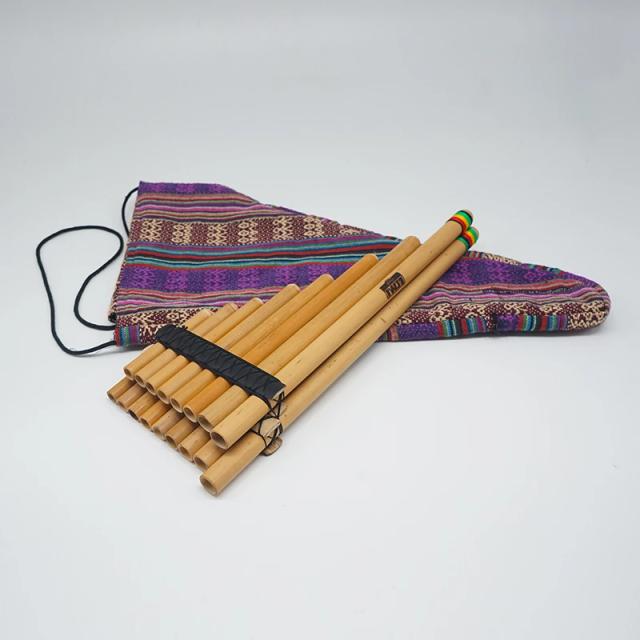 Flauta Pan Tradicional de Bambu com 19 Tubos - Instrumento Musical Charmoso e Acessórios de Madeira