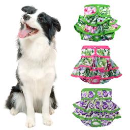 Calças fisiológicas sanitárias para animais, fraldas para cães altamente absorventes, estampado floral, saia, princesa, fraldas para cães femininos, menina - Image 1