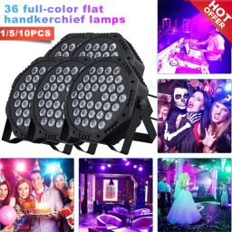 RGB luzes coloridas do disco com controle remoto, luz do controle do som, partido do DJ, fase do casamento, lâmpada ambiental do festival, 36LED, DMX512, 1 Pc, 5 Pcs, 10Pcs - Image 1