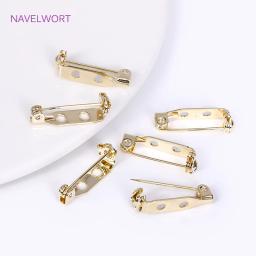 14K Banhado A Ouro Broche De Segurança para Fazer Jóias, Metal De Latão, One-Piece Pin Estreito, Back Lock Broche, Pin Base, Badge Holder - Image 4