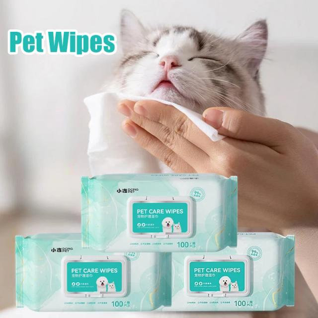 Toalhetes Hidratantes e Desodorantes para Cães e Gatos - 100 Folhas de Limpeza Segura e Suave com Água Pura