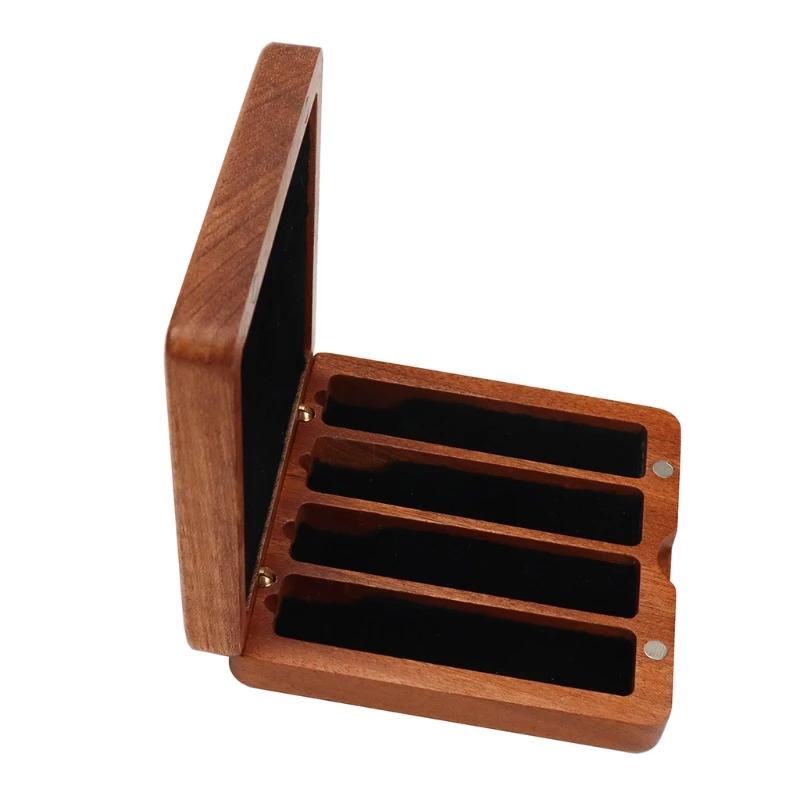 Palhetas de madeira para estojo saxofone caixa de palhetas para clarinete saxofone segurar quatro palhetas ótimo desempenho - Image 1