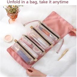 Grande Capacidade Destacável Saco Cosmético, Portátil, Dobrável, Viagem, Cosméticos Armazenamento, Organizador de Higiene Pessoal, 4 em 1 - Image 1