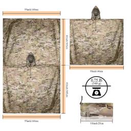 Camuflagem tático capa de chuva para homem portátil dobrável adulto exército impermeável coberto poncho militar feminino motocicleta casaco de chuva - Image 4