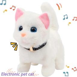Novo andando gatinho brinquedo de pelúcia elétrico interativo gato animal de pelúcia meowing cauda balançando cabeça derrubando gato brinquedo para crianças presente - Image 1