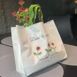 50 pçs florall loja de roupas bolsa 0.16mm grosso quadrado plástico presente pacote bolso loja de roupas femininas armazenamento sacos de compras - Image 3