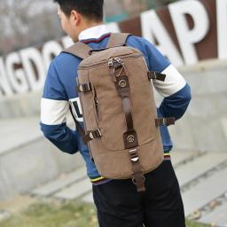 Bolsa de viagem de grande capacidade masculina mochila de alpinismo bolsa de ombro balde de lona moda alça macia - Image 2