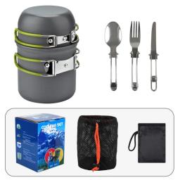 Panelas antiaderentes com talheres, Panelas e tigelas portáteis ao ar livre, Caminhadas Camping Panelas - Image 4