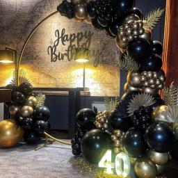 117 pçs preto balão guirlanda arco kit metálico ouro confetes balões para festa de aniversário casamento graduação decoração do chuveiro do bebê - Image 4