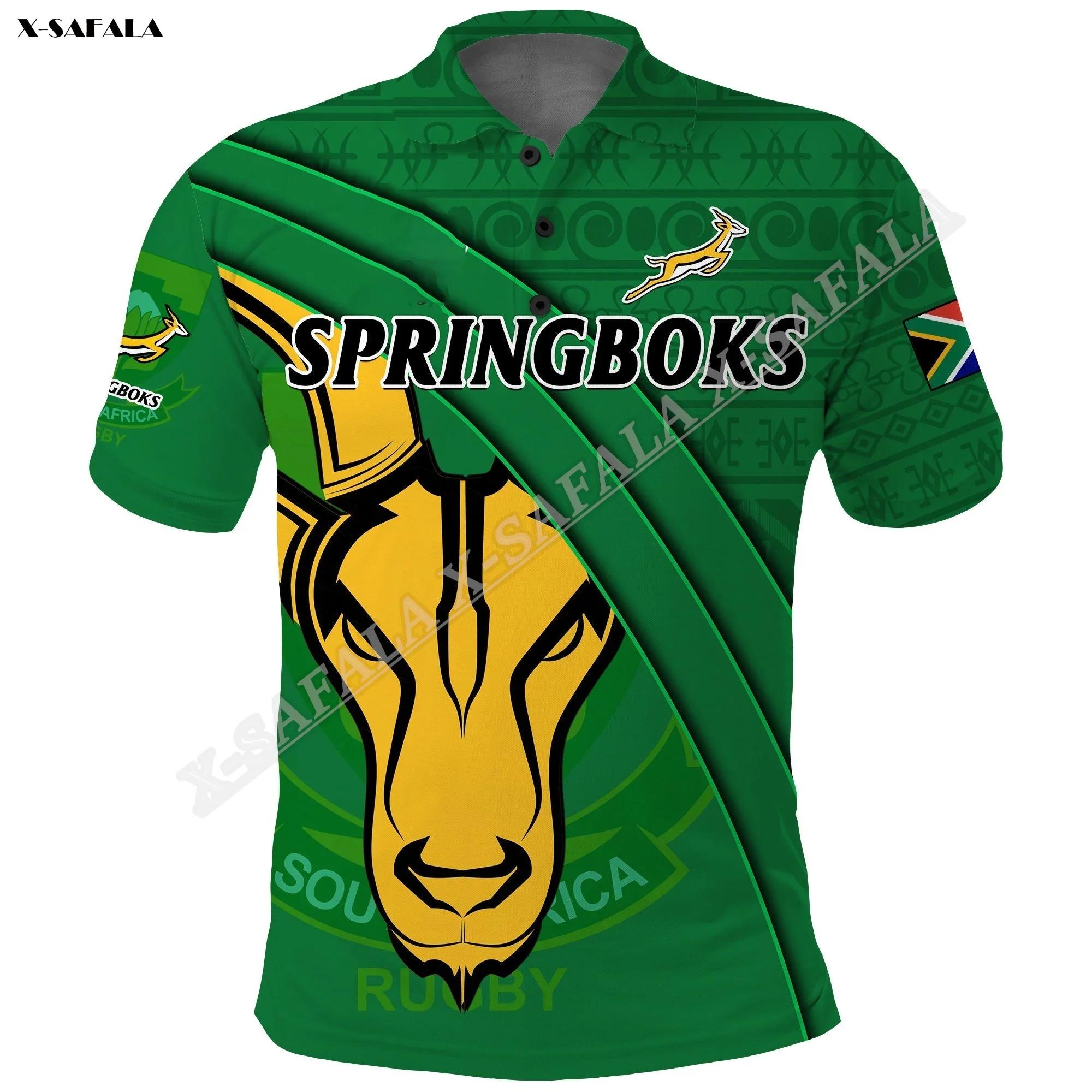 Polo de Rugby da África do Sul masculino, camiseta com gola impressa em 3D, camiseta respirável, Champions GO Bokke, manga curta, adulto, 2023 - Image 1