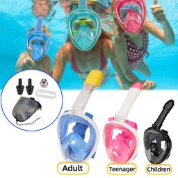 Conjunto de máscara de natação facial para crianças e adultos, respirador, anti nevoeiro, respiração segura, subaquática, mergulho, mergulho, mergulho - Image 1