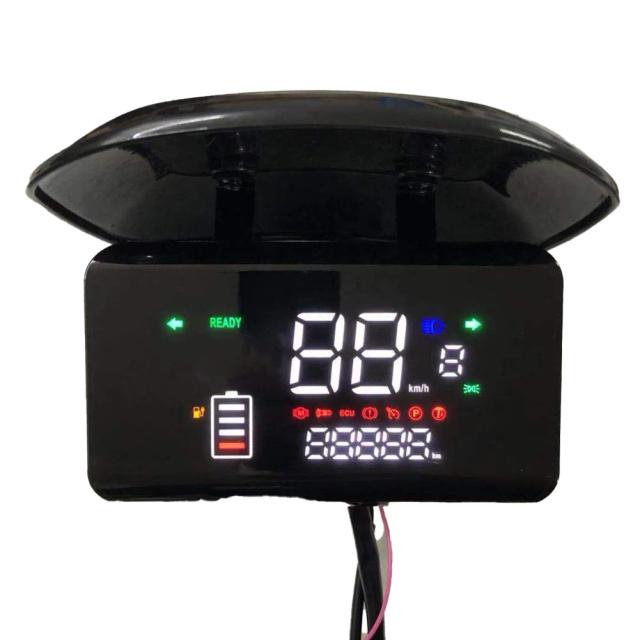 Medidor Digital Universal para Ebikes com Display LCD, Sinais de Direção e Farol - Compatível com 48-72V e Interface 6PIN
