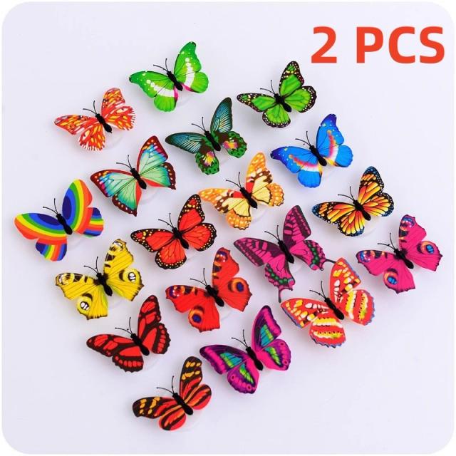 Luzes de Parede 3D Adesivas de Borboleta LED - Set Criativo DIY para Decoração de Casa (1-4 Pcs)