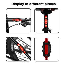 Led bicicleta luz da cauda usb recarregável mountain bike segurança aviso dianteiro e traseiro piscando luzes noite equitação acessórios - Image 5