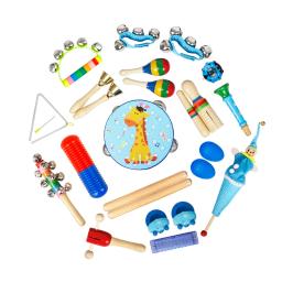 22 Pçs/set Orff Instrumento Musical Brinquedo Maracas Shaker Criança Pandeiro Chocalho de Mão Sino Presentes Educativos Do Bebê - Image 2