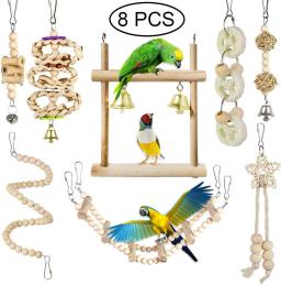 Combinação de brinquedos papagaio pássaro acessórios artigos papagaio mordida brinquedo do pássaro de estimação para o papagaio brinquedo formação pássaro sino bola de balanço de pé - Image 3