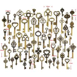 Encantos Steampunk para Fazer Jóias, Mix Metal, Retro Antique, Latão, Bronze Vintage, Chave Decorativa Velha Procurando, DIY K, 59Pcs - Image 6