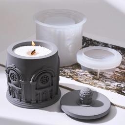 Molde de silicone para armazenamento de construção, com tampa, molde de fundição de concreto 3d, suporte de vela diy, vaso de flores, materiais de fabricação, molde artesanal - Image 4