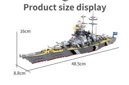 Navio de guerra Building Brick Toy para crianças, militares, WW2, KMS, Bismarck, Battleship, DIY, 538pcs - Image 5