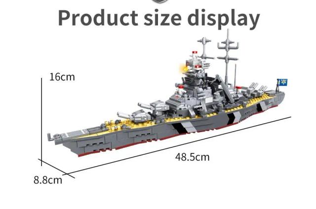 Brinquedo de Montar Navio de Guerra Bismarck KMS da Segunda Guerra Mundial para Crianças - 538 Peças DIY