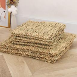 Tapete de palha tecido para animais pequenos, Rabbit Grass Chew Mat, Acessórios para gaiola, Cama, House Pad, Hamster, Guinea Pig, Pet - Image 3