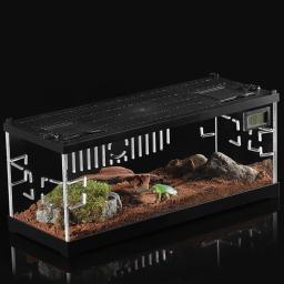 Micro Terrário Acrílico para Réptil, Cerco do Tanque, Anfíbios, Gaiola com Termohigrômetro, Vista Completa - Image 1