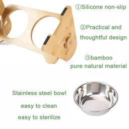 Tigelas de cachorro de bambu ajustáveis com suporte, comida para gato e água, alimentador de coelho para animais pequenos e médios - Image 5