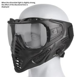 REikirc Máscara tática de paintball airsoft com mudança de cor Máscaras protetora de rosto inteiro CS Cosplay pode ser equipada com câmera esportiva - Image 6
