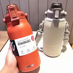 Garrafa de água térmica de grande capacidade com palha, garrafa térmica de aço inoxidável, copo frio e quente do esporte, 1300ml - Image 4