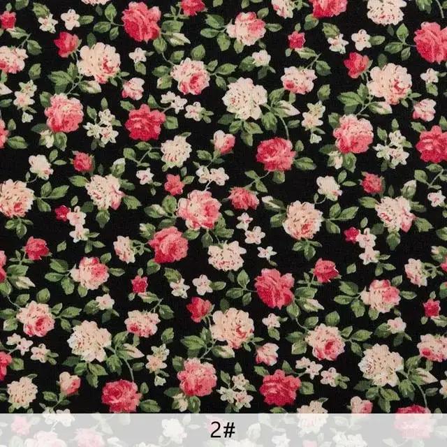 Tecido de malha de verão macio padrão floral tecido de camisa elástica para costurar camisetas femininas, vestido, material de costura diy - Image 1