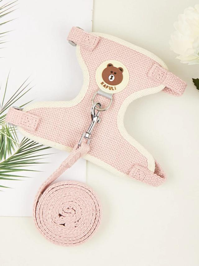 Conjunto de Arnês e Guia para Coelho Bonito - Acessórios Pet para Passeio ao Ar Livre e Colete Inovador