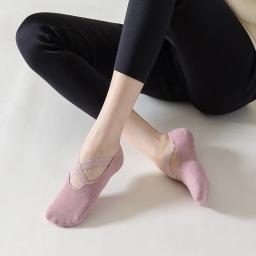 1 par profissional feminino meias de yoga silicone antiderrapante ballet pilates meias femininas sem costas respirável bandagem dança esportes meias - Image 4